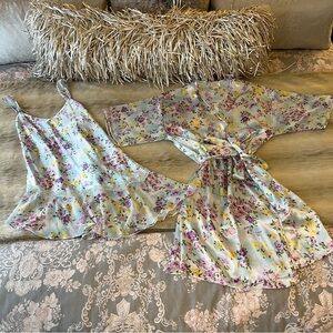Vintage-Inspired Blue and Purple Chemise with Ruffled Details